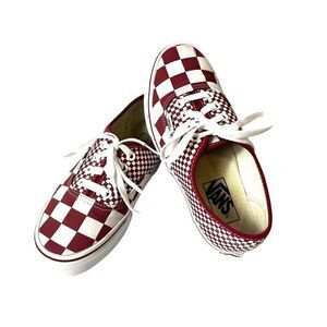 VANS OFF The Wall Red Check Canvas Skate Shoes Women's 6 Low Top Lace Up Sneaker